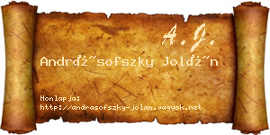 Andrásofszky Jolán névjegykártya